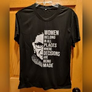 Ruth Bader Ginsburg Black Graphic T-Shirt with Inspirational Quote-women